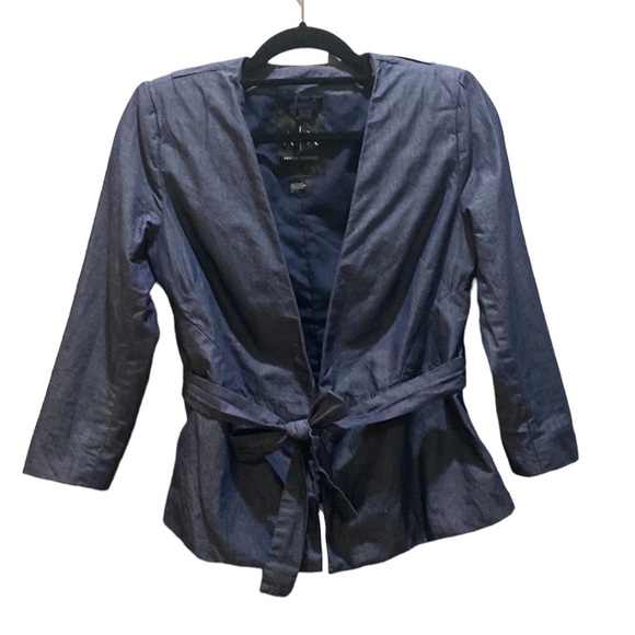 Armani Exchange A/X Women's Chambray Jacket Size 4 3/4 Sleeve Open Blazer - Picture 1 of 12